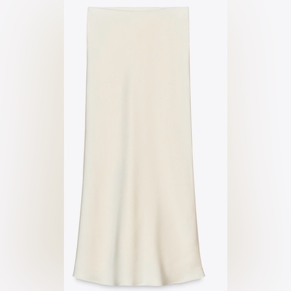 Zara Revolve Anthropologie Women’s Midi Satin Slip Skirt Cream Medium M - Picture 7 of 16